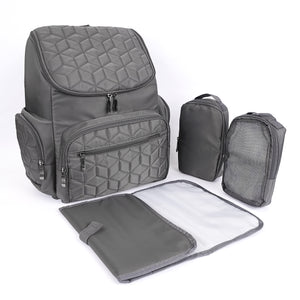 Loft97 Textured Baby Diaper Bag, Waterproof with Changing Mat, Pockets, and Insulated Pouch, Gray