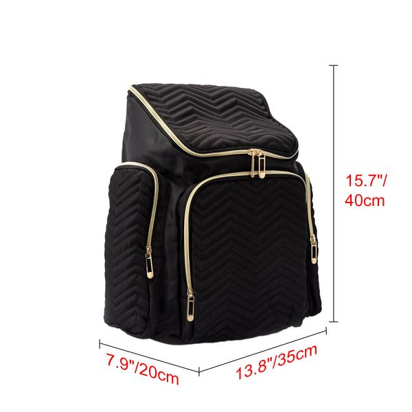 Loft97 Textured Chevron Baby Diaper Bag, Waterproof with Changing Mat, Pockets, and Stroller Straps, Black