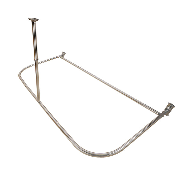 Loft97 DR1XX Rustproof Aluminum D-shape Shower Rod With Ceiling Support for Freestanding Tubs, 60 Inch Large Size by 25 Inch