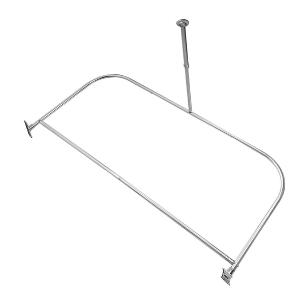 Loft97 DR1XX Rustproof Aluminum D-shape Shower Rod With Ceiling Support for Freestanding Tubs, 60 Inch Large Size by 25 Inch