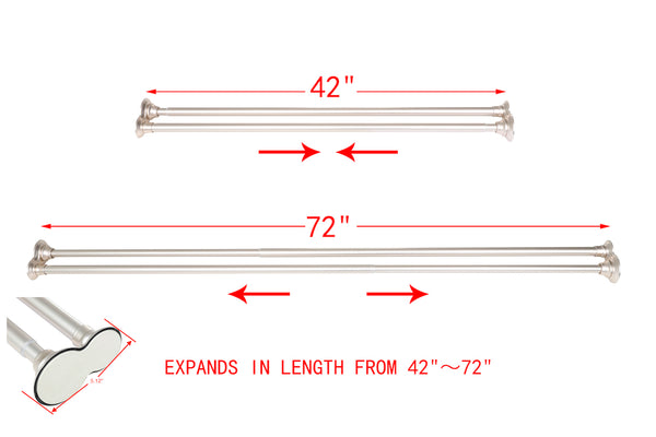Loft97 DS1XX Rustproof Aluminum Double Tension Straight Shower Curtain Rod 42-72"