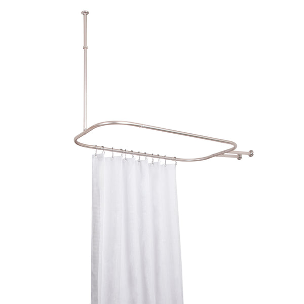 Loft97 HP1XX & HP2XX Rustproof Aluminum Hoop Shower Rod With Ceiling Support for Clawfoot Tub, 54 Inch Extra Large Size by 26 Inch