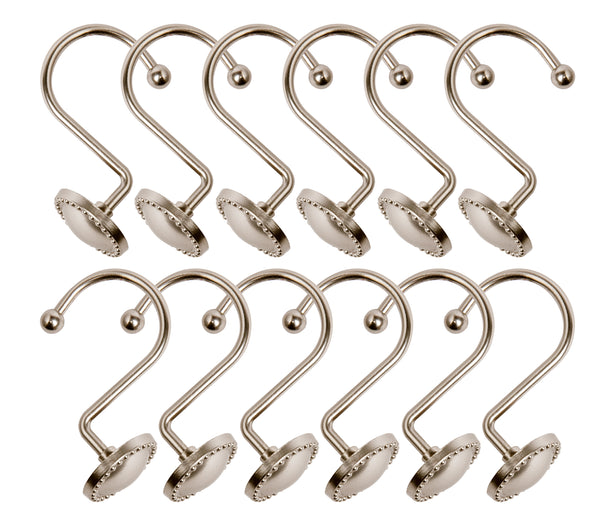 Loft97 HK13XX Shower Rings Hooks, Shower Curtain Rings Hooks for Bathroom, Rustproof Zinc Shower Curtain Hooks Rings, Set of 12