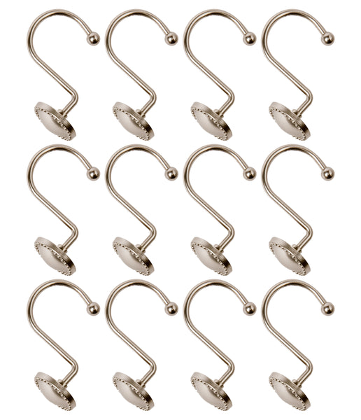 Loft97 HK13XX Shower Rings Hooks, Shower Curtain Rings Hooks for Bathroom, Rustproof Zinc Shower Curtain Hooks Rings, Set of 12