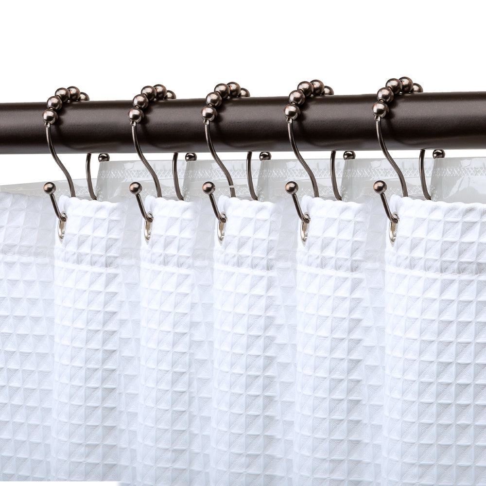 Loft97 HK16XX Shower Rings, Double Roller Ball Shower Curtain Rings for Bathroom, Rust Resistant Stainless Steel Shower Curtain Hooks Rings, Set of 12