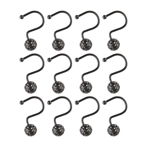 Loft97 HK17XX Shower Rings, Hollow Ball Shower Curtain Hooks for Bathroom, Rust Resistant Shower Curtain Hooks Rings, Set of 12
