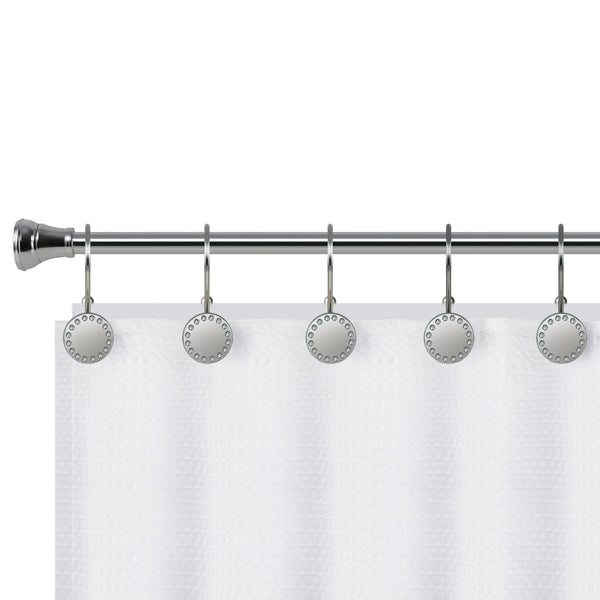 Loft97 HK19XX Shower Hooks, Double Shower Curtain Hooks for Bathroom, Rustproof Zinc Shower Curtain Hooks Rings, Crystal Design, Set of 12