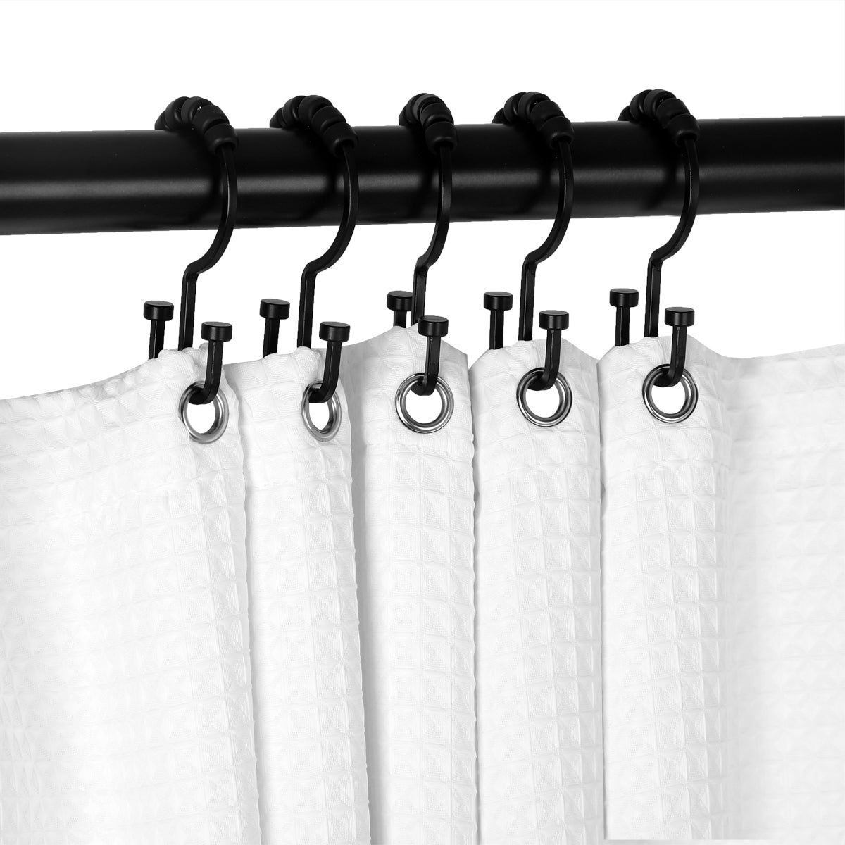 Loft97 HK1XX Deco Flat Double Roller Shower Curtain Hooks