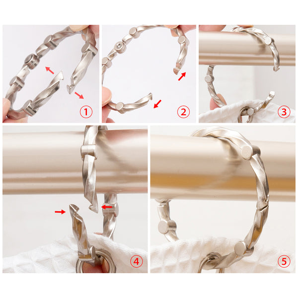Loft97 HK5XX Shower Eternity  Curtain Rings, Rustproof Zinc Shower Curtain Rings for Bathroom Shower Rods Curtains - Set of 12