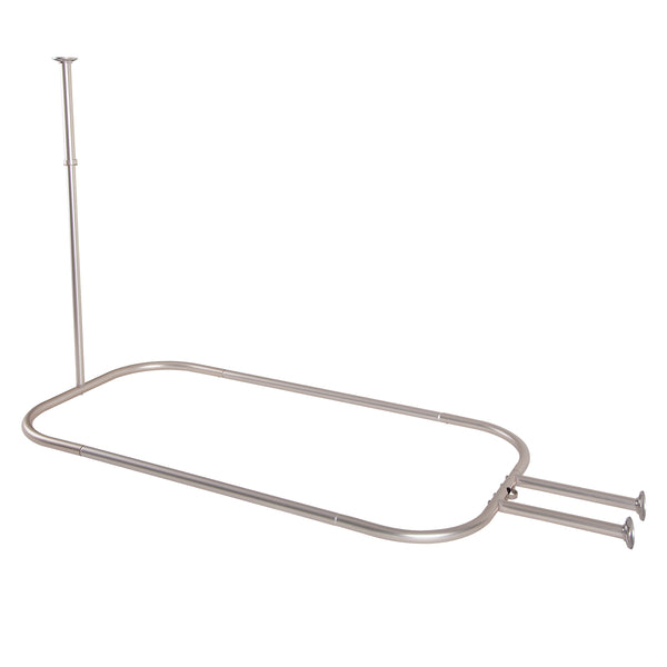 Loft97 HP10XX Rustproof Aluminum Hoop Oval Shower Rod With Ceiling Support for Free Standing Clawfoot Tub, 54 Inch Extra Large Size by 26 Inch, with White Shower Curtain 180x70 inch