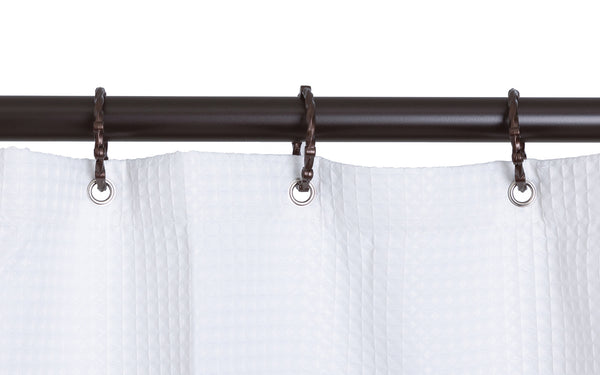 Loft97 HP9XX Rustproof Aluminum Hoop Shower Rod With Ceiling Support for Clawfoot Tub, 45.7 Inch Size by 22 Inch, with White Shower Curtain 180x70 inch