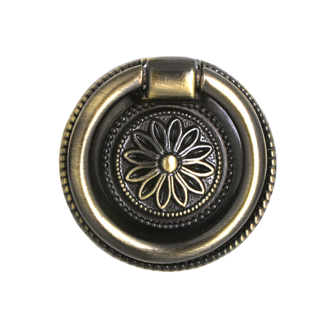 Medici Ring Pull, Antique Brass, 1 5/8" Diameter - Loft97 - 1