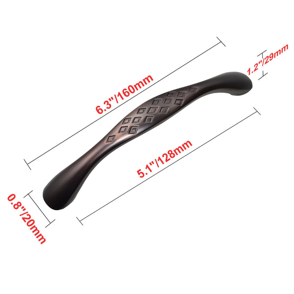 Loft97 HW263PLRB011 Diamond Pull Handle - Decorative Cabinet Drop Pull Handles for Cabinets and Drawers - Vintage Cabinet Hardware with Hand Finished Oil Rubbed Bronze - Metal Drawer Pull Handle, 5.1" Center to Center