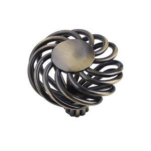 Aire Round Swirl Knob, Antique Brass or Brushed Nickel,  2 Sizes - Loft97 - 1