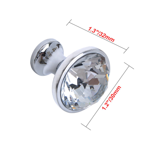 Loft97 HW330PLCH021 Gleam Crystal Cabinet Knob, 1.2" Diameter, Polished Chrome