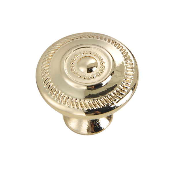 Loft97 HW333PLGD021 Bergen Deco Round Cabinet Knob, 1" Diameter, Polished Gold
