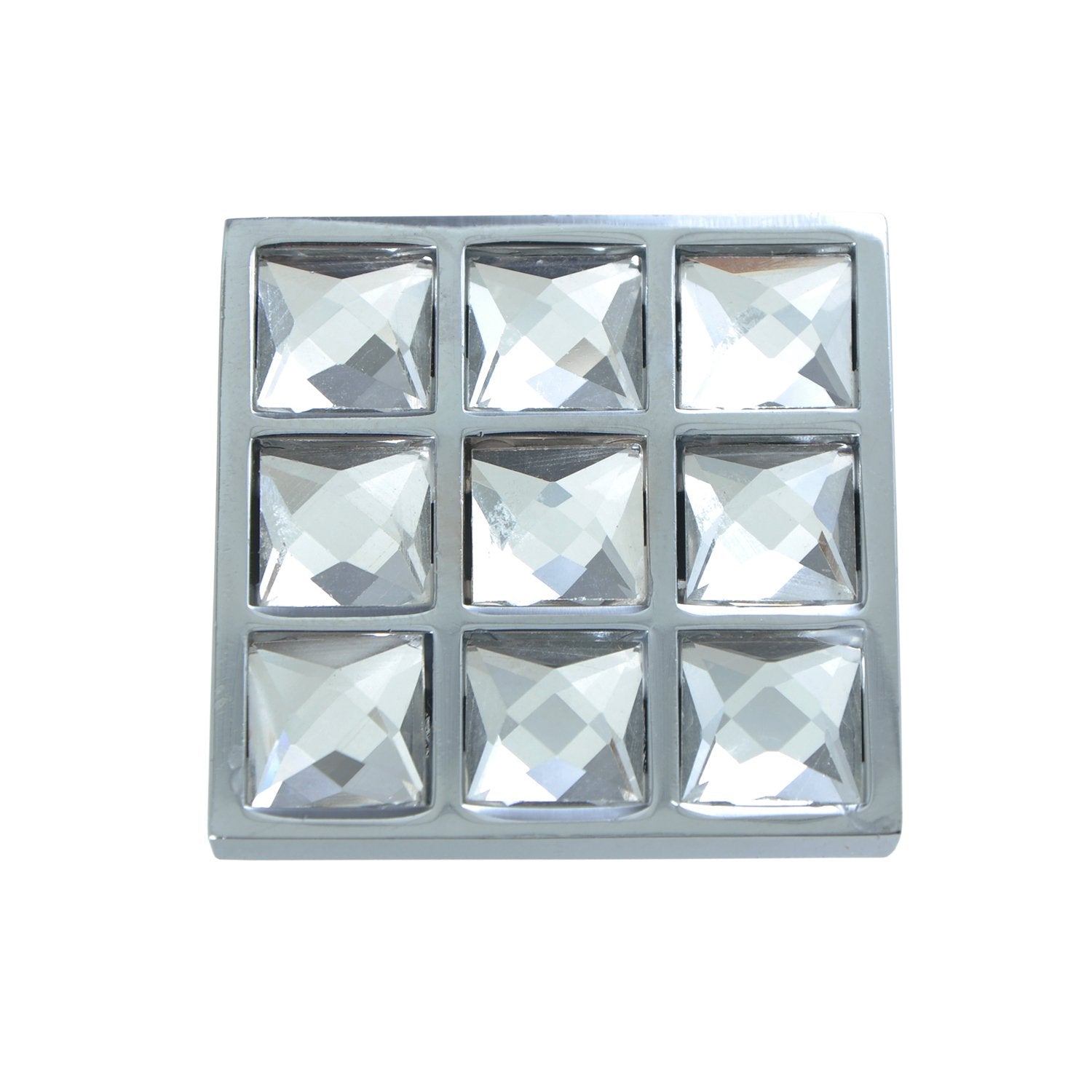 Loft97 HW337PLCH021 Gleam Grid 9 Crystal Square Cabinet Knob, 1.5", Polished Chrome
