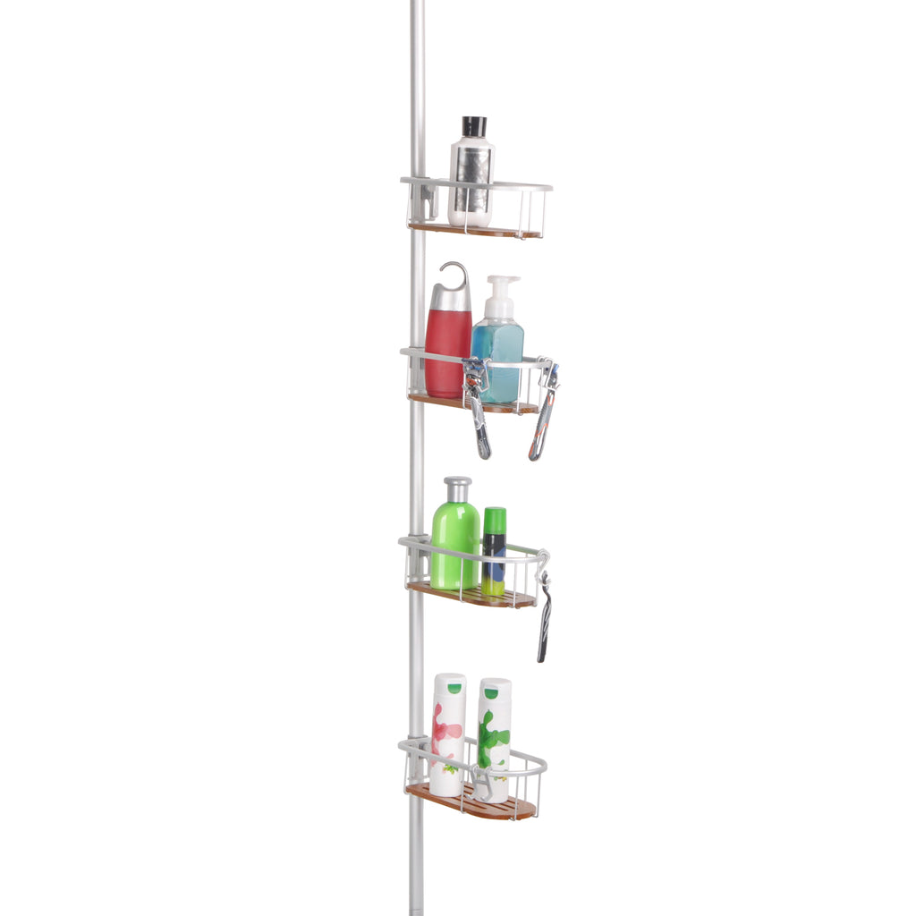 Flat Shelf, Rustproof Corner Shower Caddy, Satin Chrome