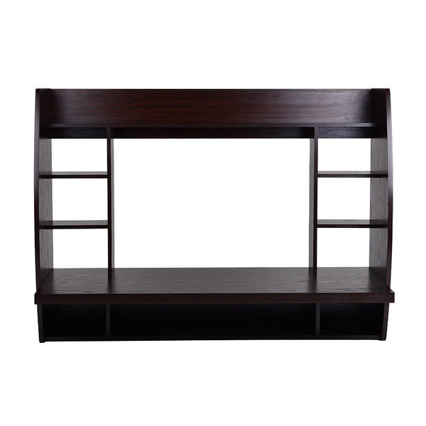 Melamine Floating Wall Mount Desk with Shelving, Storage Nooks, White or Espresso - Loft97 - 9