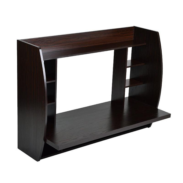 Melamine Floating Wall Mount Desk with Shelving, Storage Nooks, White or Espresso - Loft97 - 11