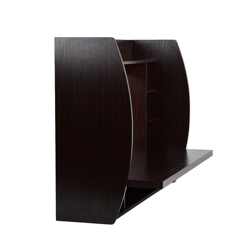 Melamine Floating Wall Mount Desk with Shelving, Storage Nooks, White or Espresso - Loft97 - 12