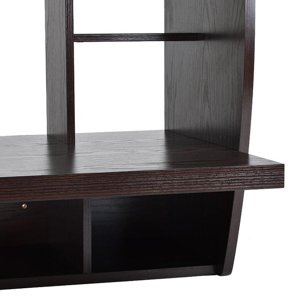 Melamine Floating Wall Mount Desk with Shelving, Storage Nooks, White or Espresso - Loft97 - 16